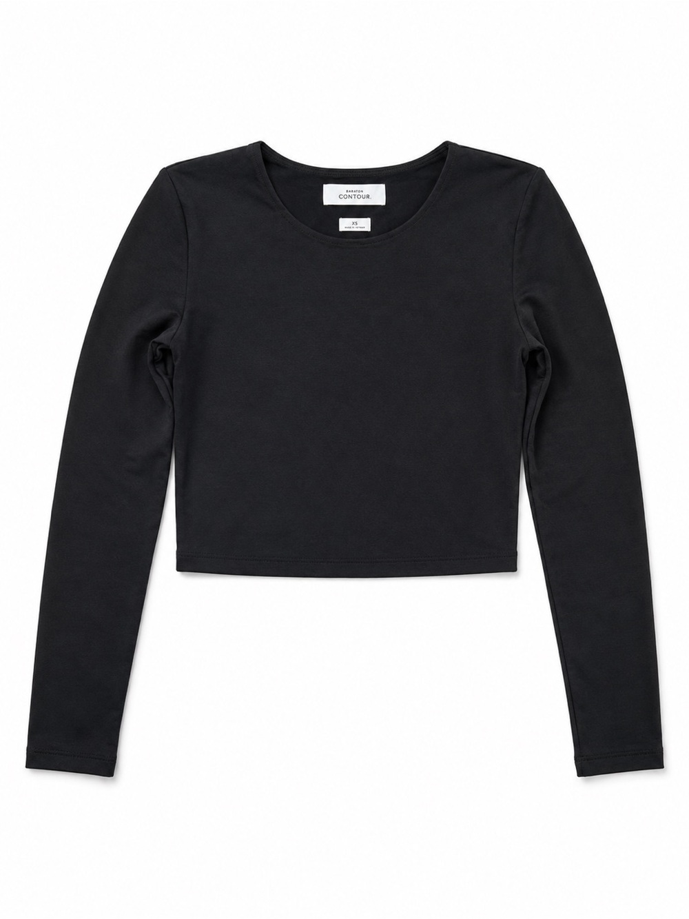 Aritzia Babaton Contour Crew Cropped Long Sleeve Top Black XS